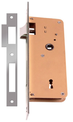 35-55mm Door Thickness Mortise Key Lock with Deadlatch in SN Finish