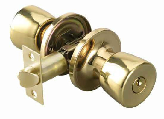 Knob Door Lock PB Finish Tubular Knob Lock with ST Function