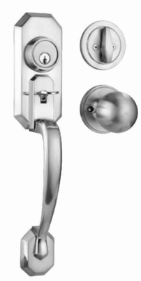 70mm Backset Entrance Handle Lock with 5 - pin Brass Cylinder and Double Handle Function