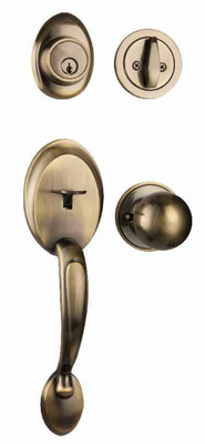 Entrance Handle Lock Single Cylinder Deadbolt Entrance Handle Lock with 5-pin Brass Cylinder and Yale Keyway